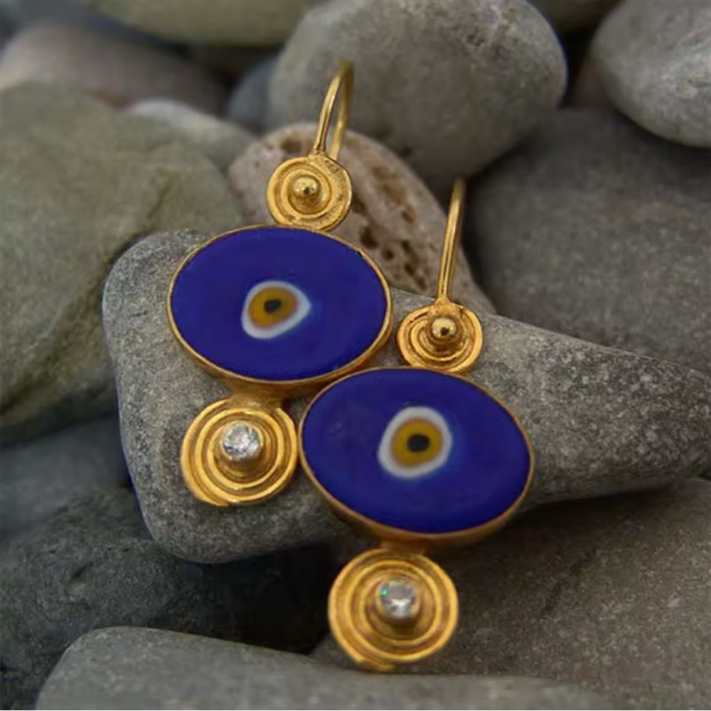 Brand new Elegant Blue and Gold Earrings